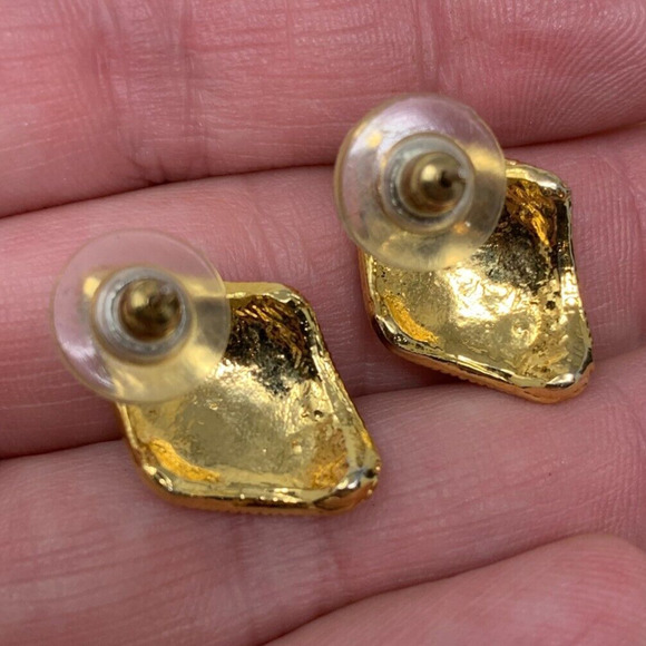 Vintage Crystal Pave Diamond Shaped Earrings Pierced Special Occasion - Picture 5 of 5